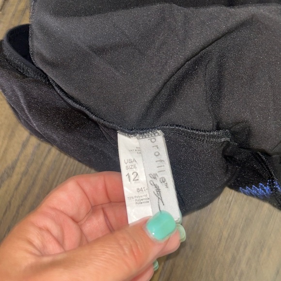 😍Black Swimsuit with Colorful Trim size 12 - Picture 4 of 5